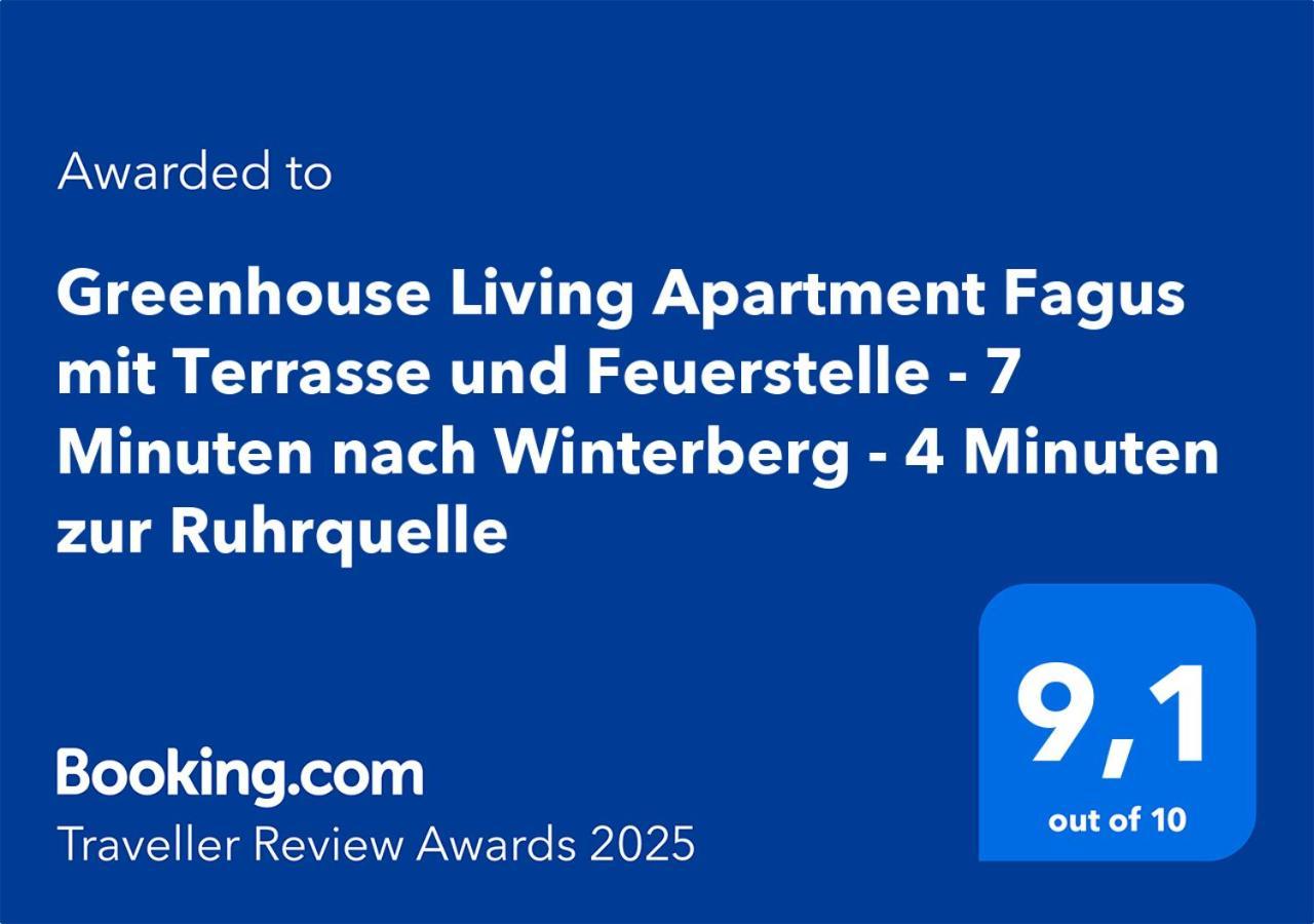 Greenhouse Living Fagus Mit Terrasse Und Feuerstelle - 6 Minuten Nach Winterberg - 4 Minuten Zur Ruhrquelle - Wandern - Mountainbike Fahren - Reisen Mit Hund & Geniessen Apartment